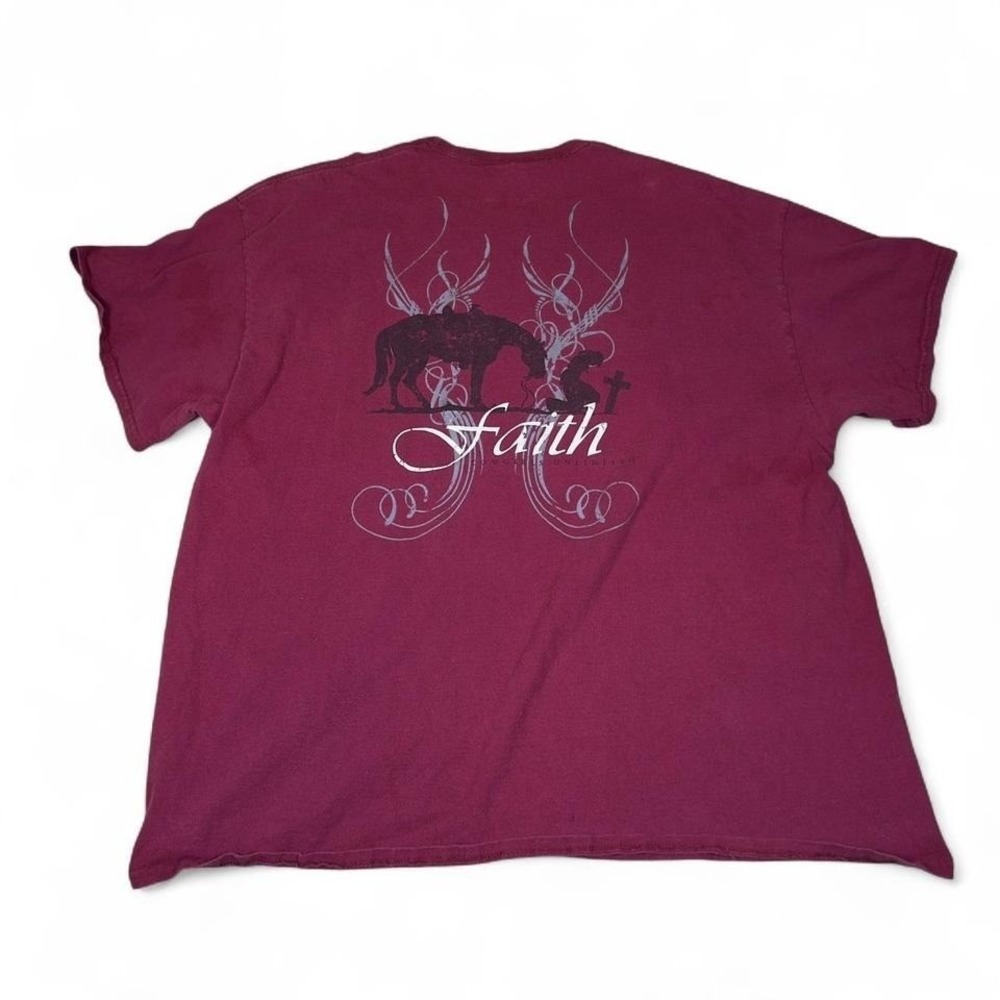 Vintage Y2K Faith Graphic T-Shirt Burgundy Christian‎ Tee